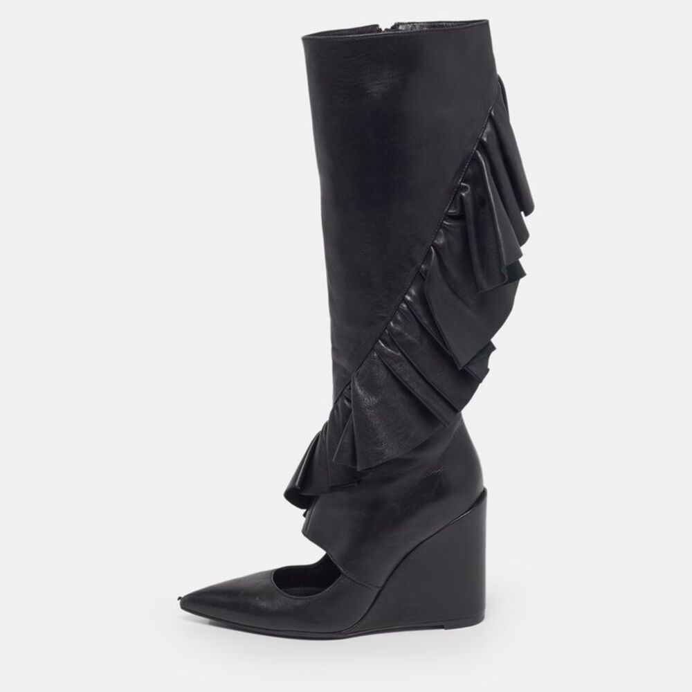 J.w.anderson Size 38 Black Leather Knee Length Boots